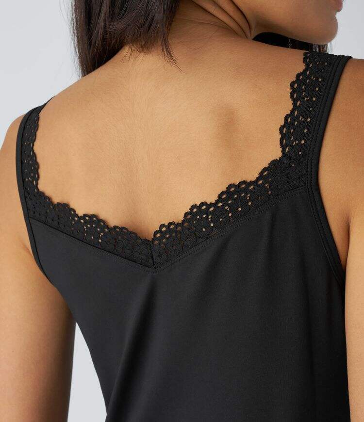 Contrast Lace Backless Basic Casual Tank Top