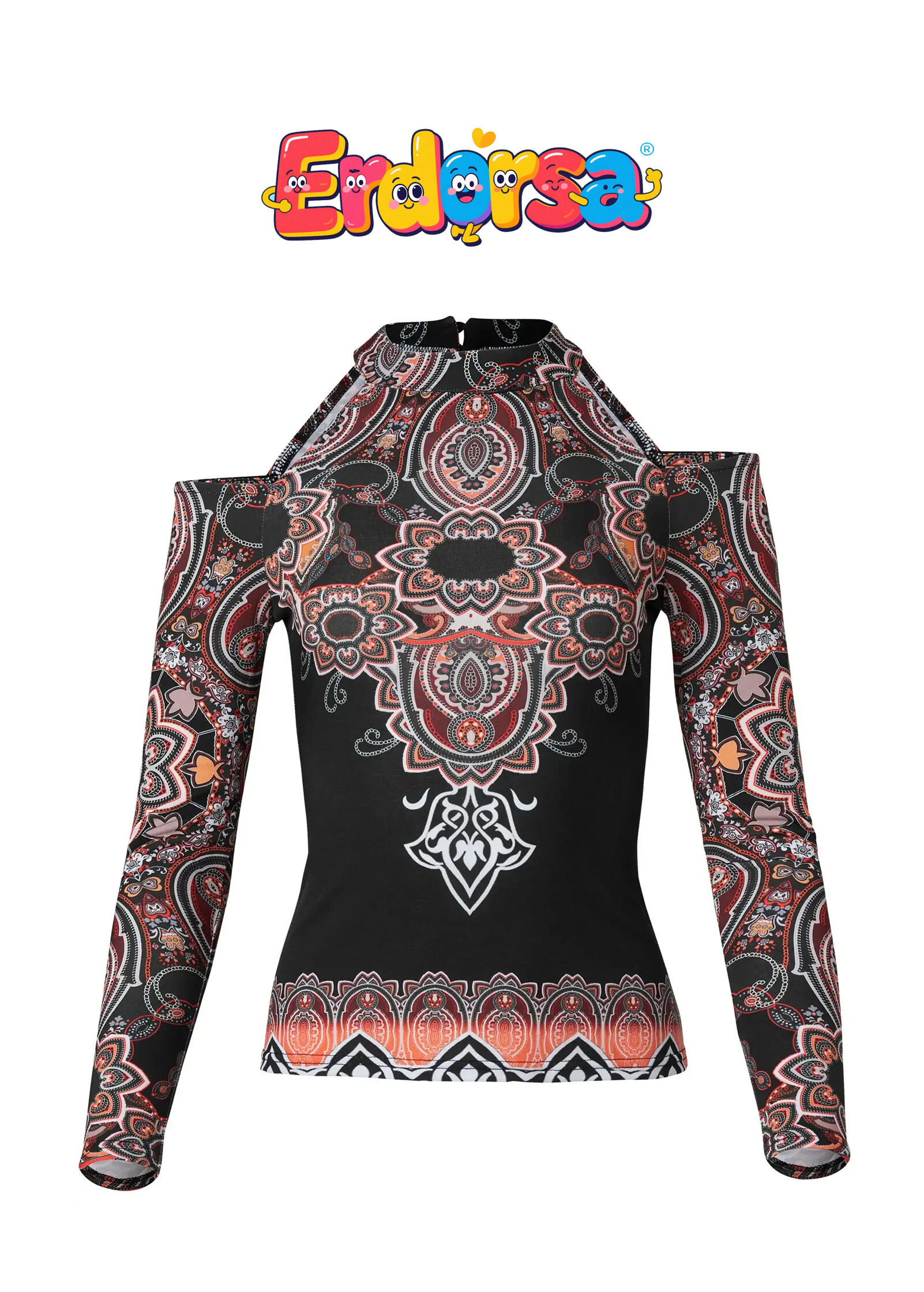 Paisley Cold-Shoulder Top - Black Multi