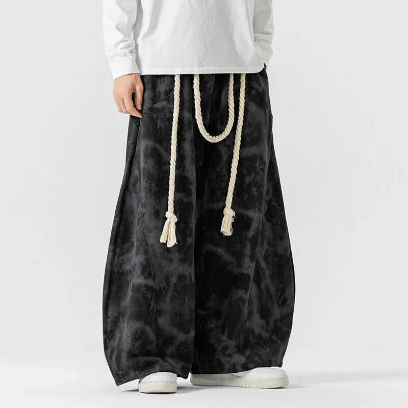 ACID WASH WIDE LEG SWEATPANTS