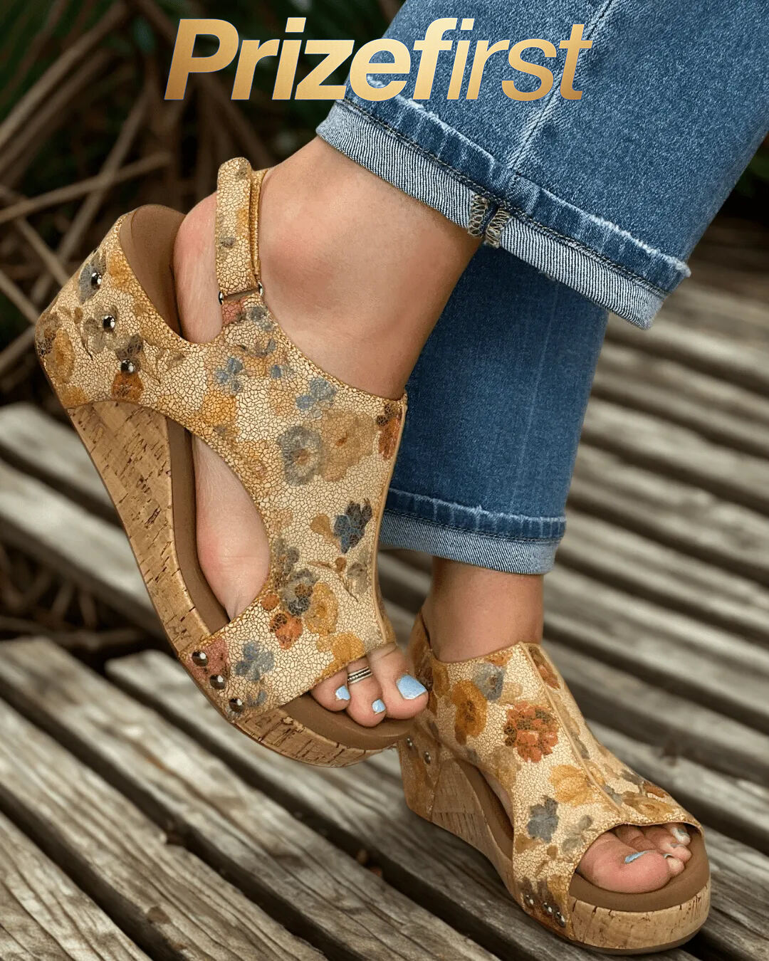 Corkys Footwear Carley Wedge Sandal - Camel Washed Flower