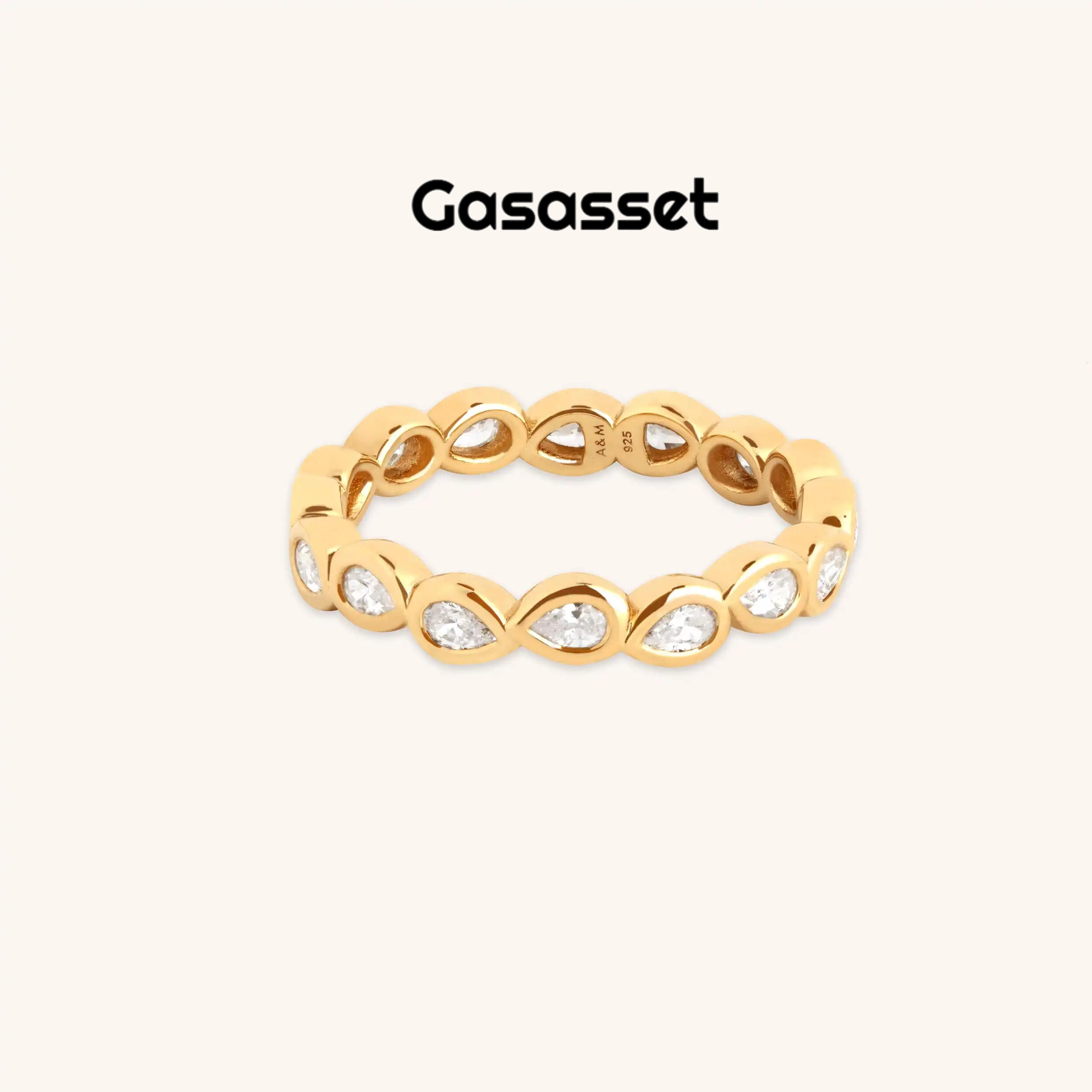 Pear Crystal Bezel Ring in Gold