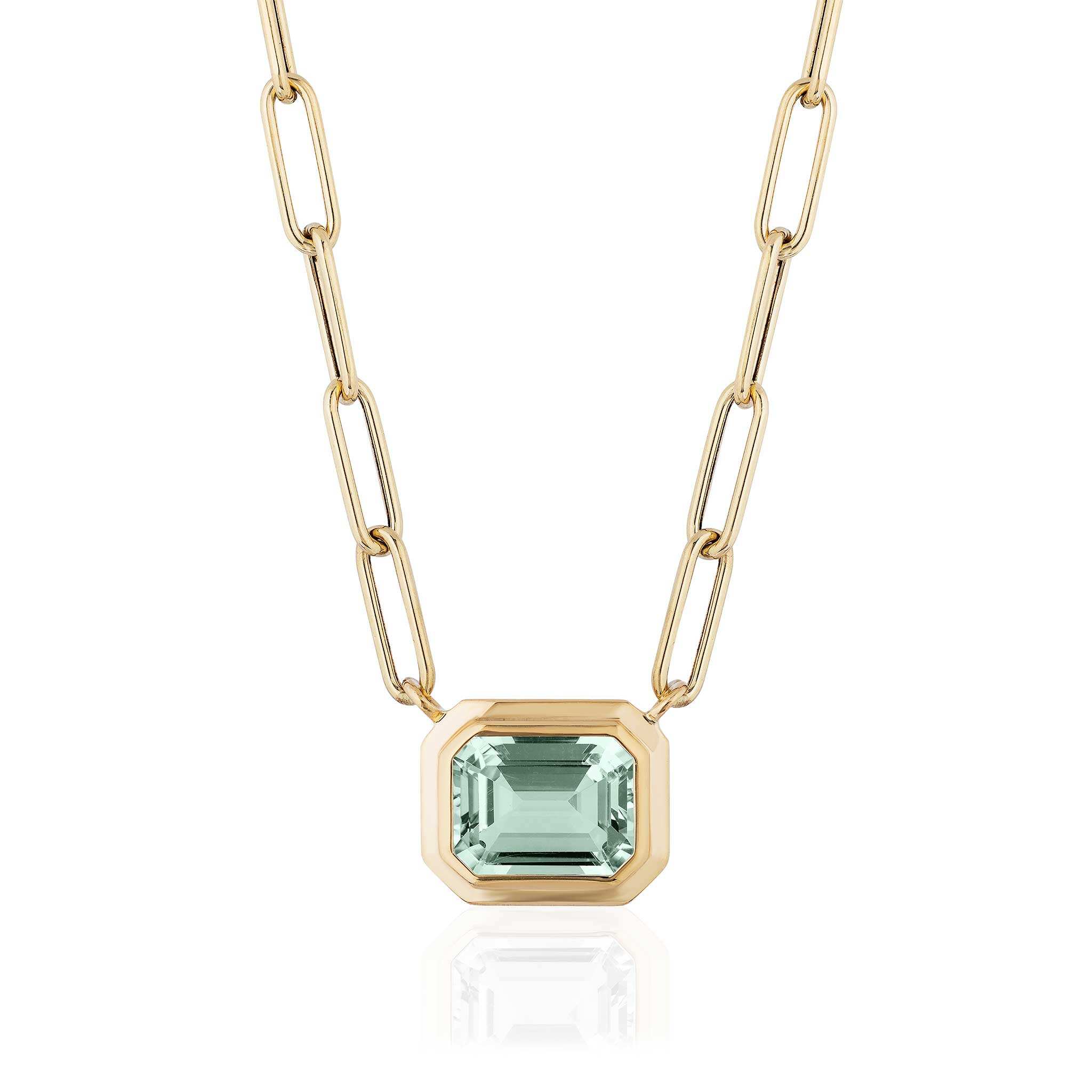 Goshwara Emerald-Cut Prasiolite 18K Gold Pendant Necklace