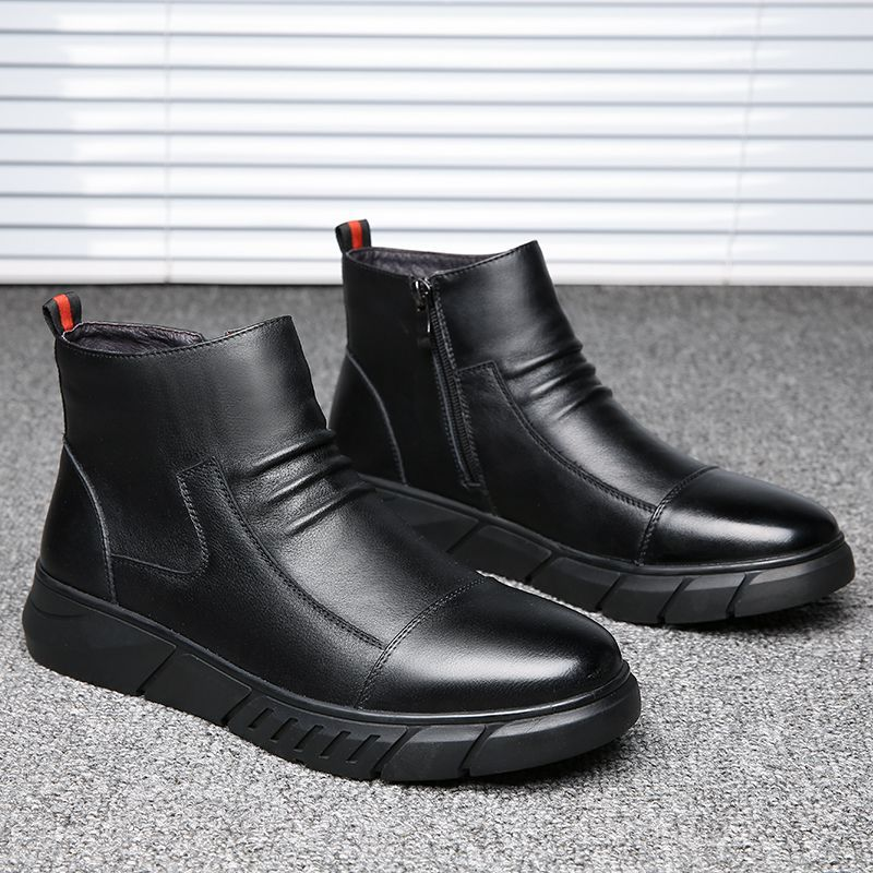 Men's Comfortable Anti sprain Genuine Leather Motorcycle Boots Work Boots Martin boots