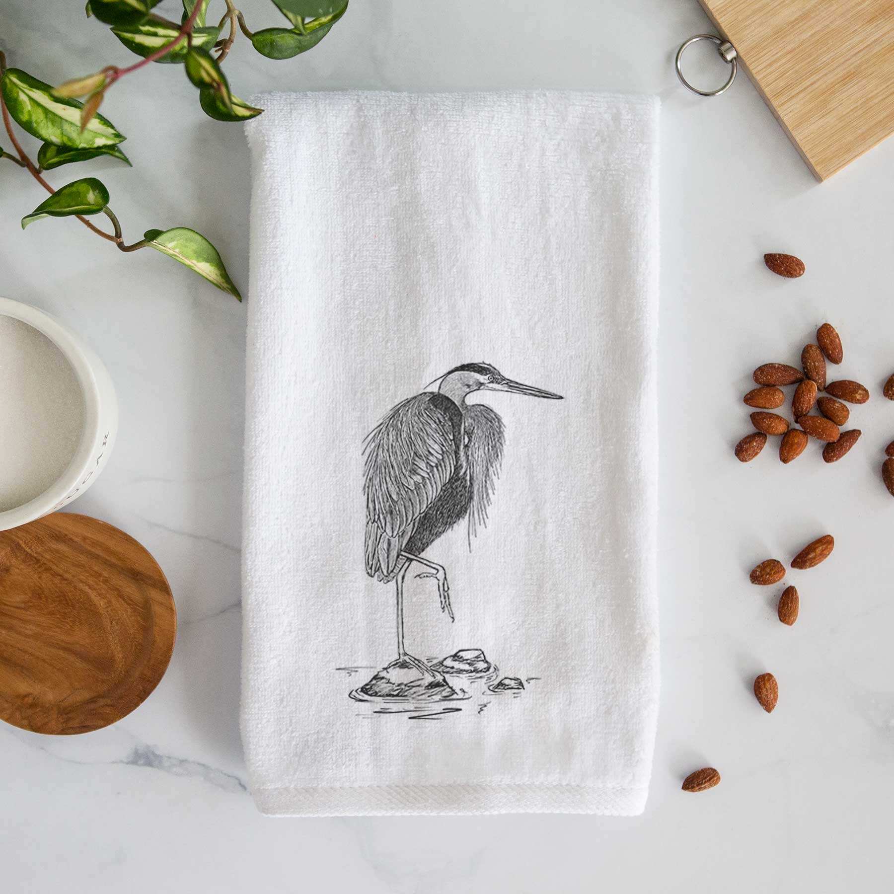 Great Blue Heron Premium Decorative Hand Towel