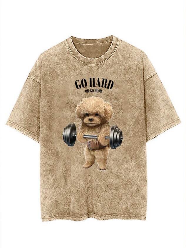 🐶 Washed and Printed Gym Dog T-Shirt