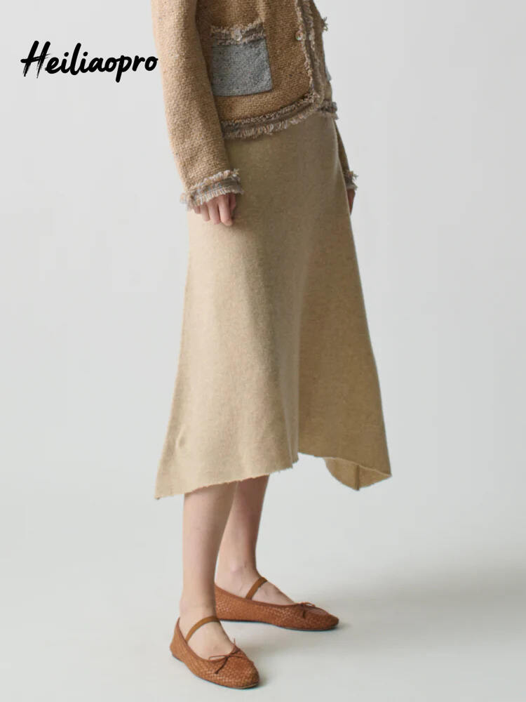Brushed Wool A-Line Skirt