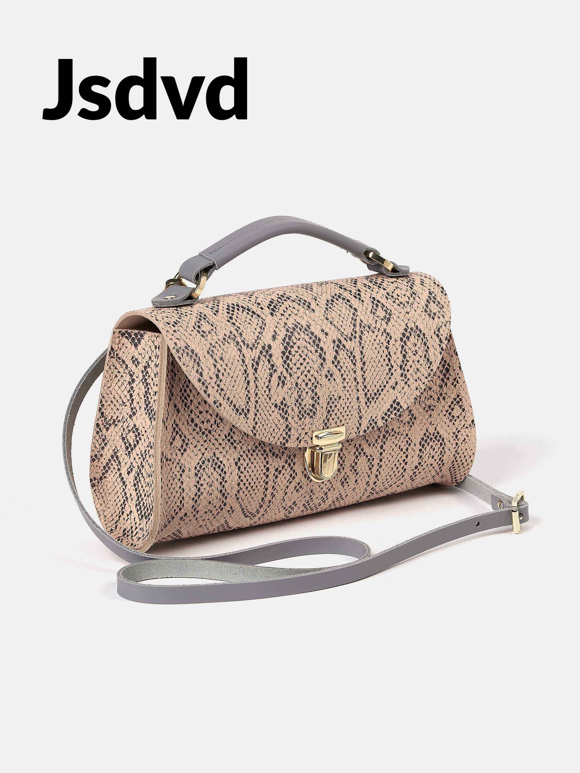 The Mini Poppy - Flax Matte Python & Slate Grey