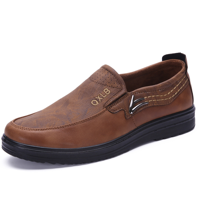 Men's Genuine Leather Breathable Lightweight  Slip-On Orthopedic Walking Shoes