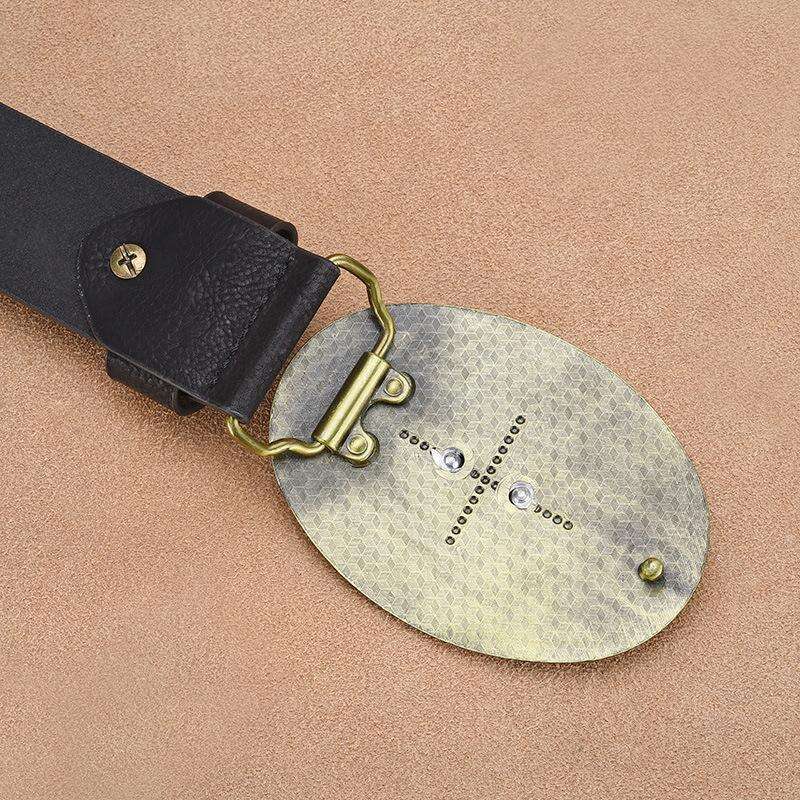 Men's Western Cowboy Style Vintage Rivet Embossed Belt 33277436U
