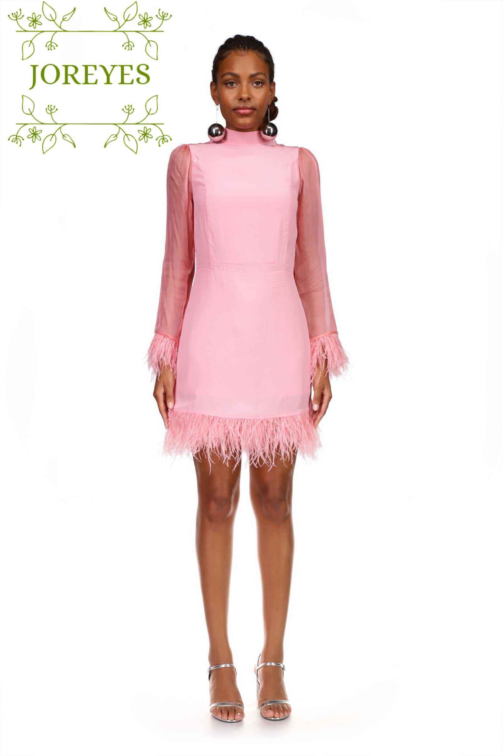 Tate Dress with Feather Trim