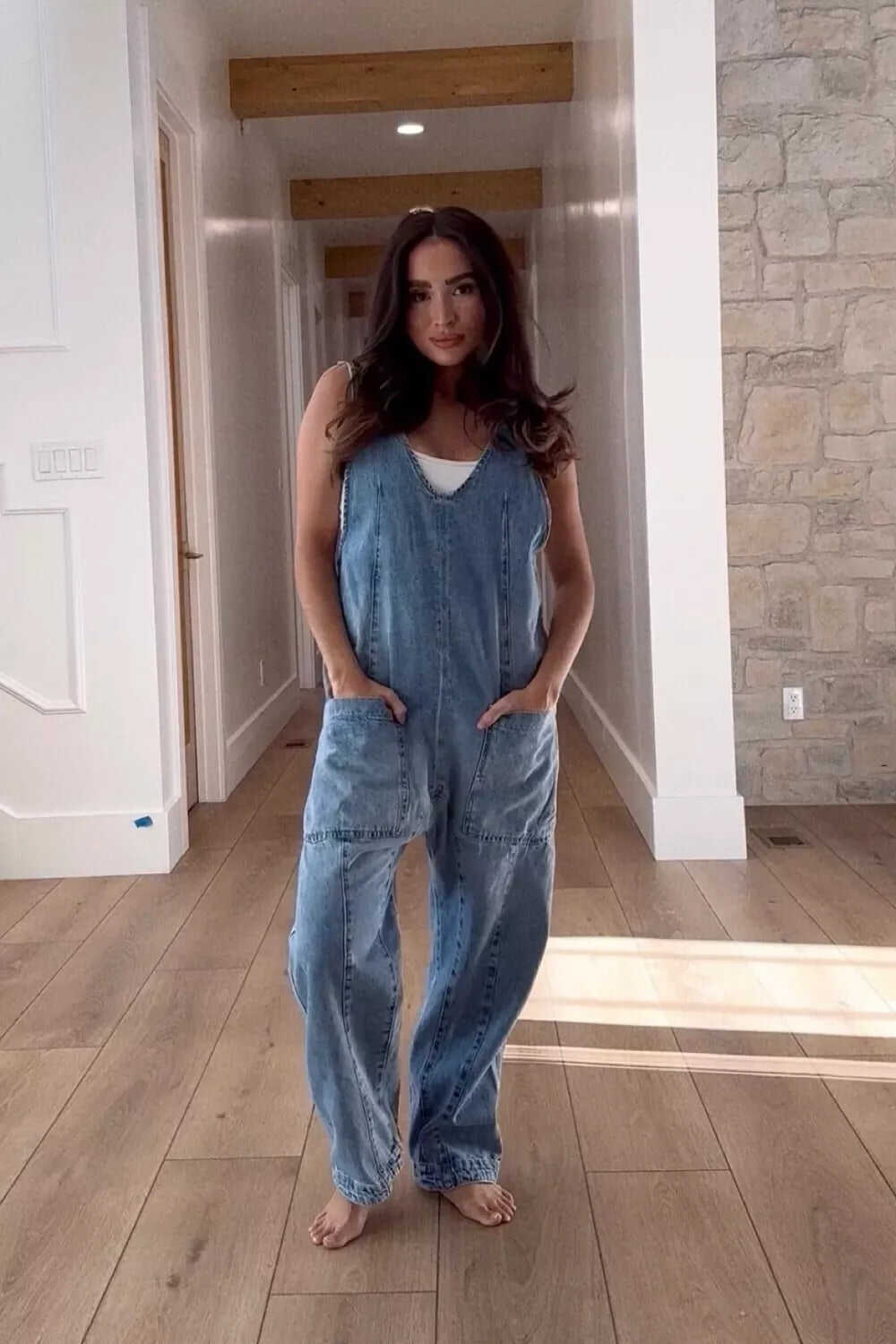 Denim Jumpsuit With Pockets