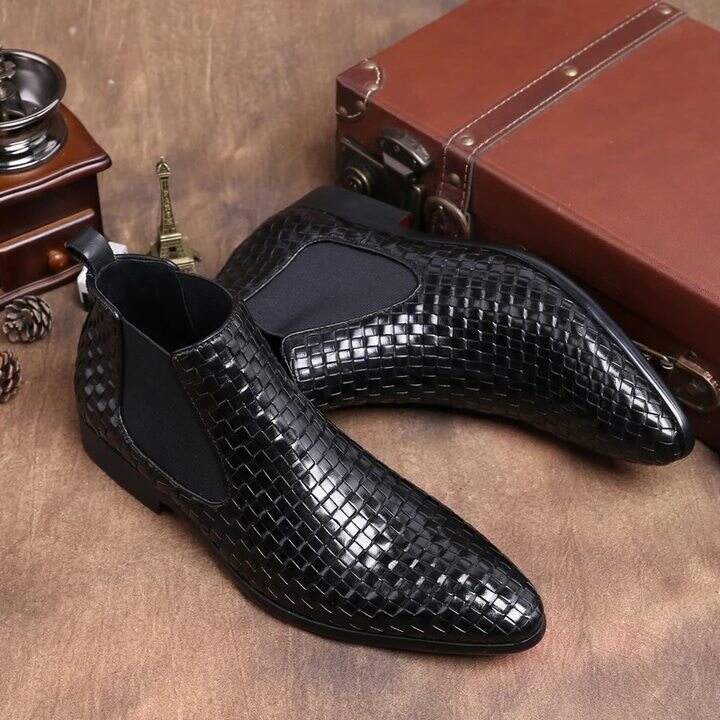 Men's Comfortable and Lightweight Crocodile-Patterned Chelsea Boots