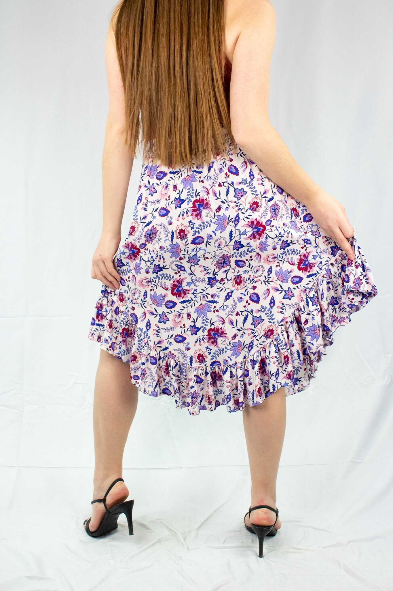 Floral Ruffle Button Up Midi Skirt - SALE