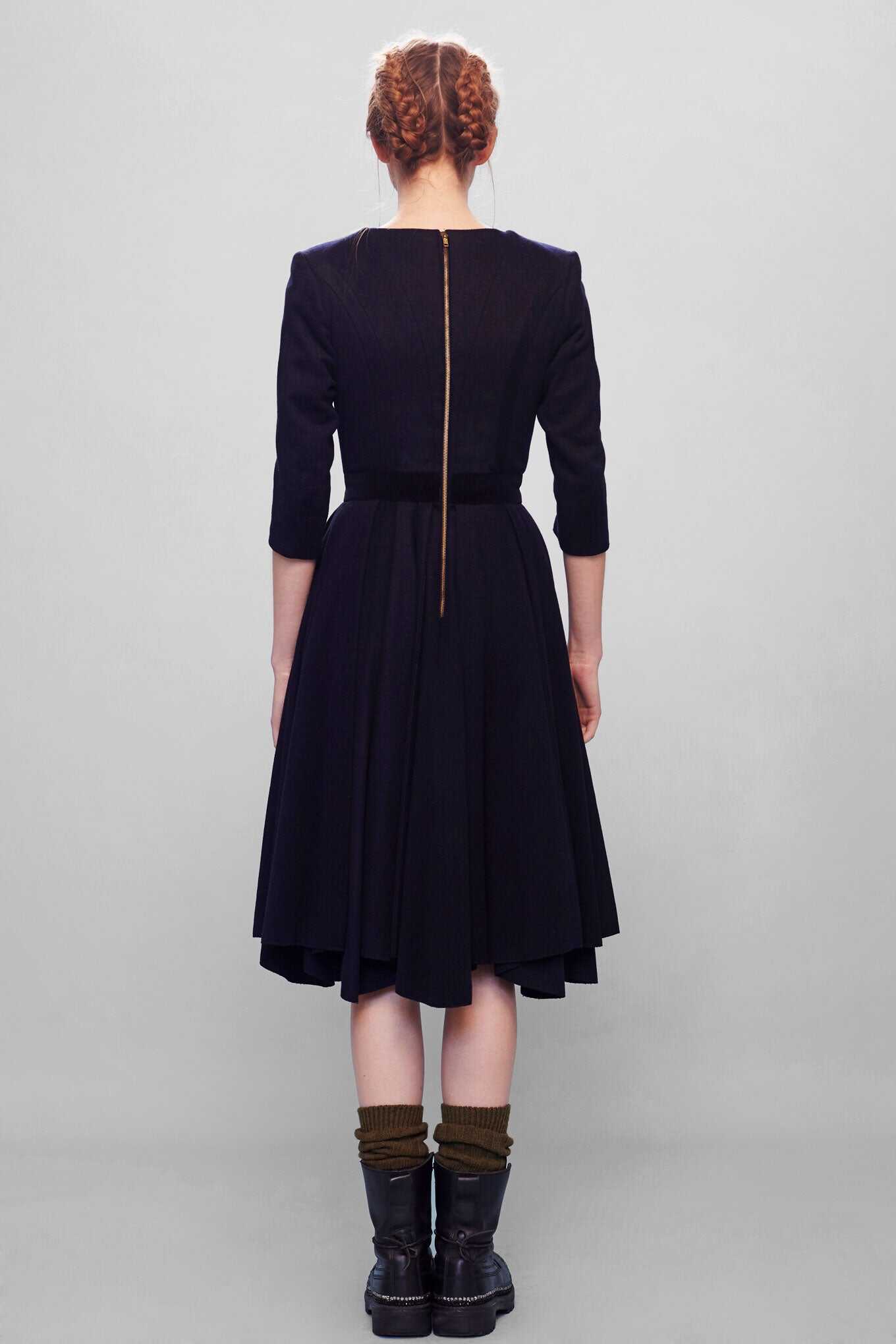 MAJA wool dress - Navy blue