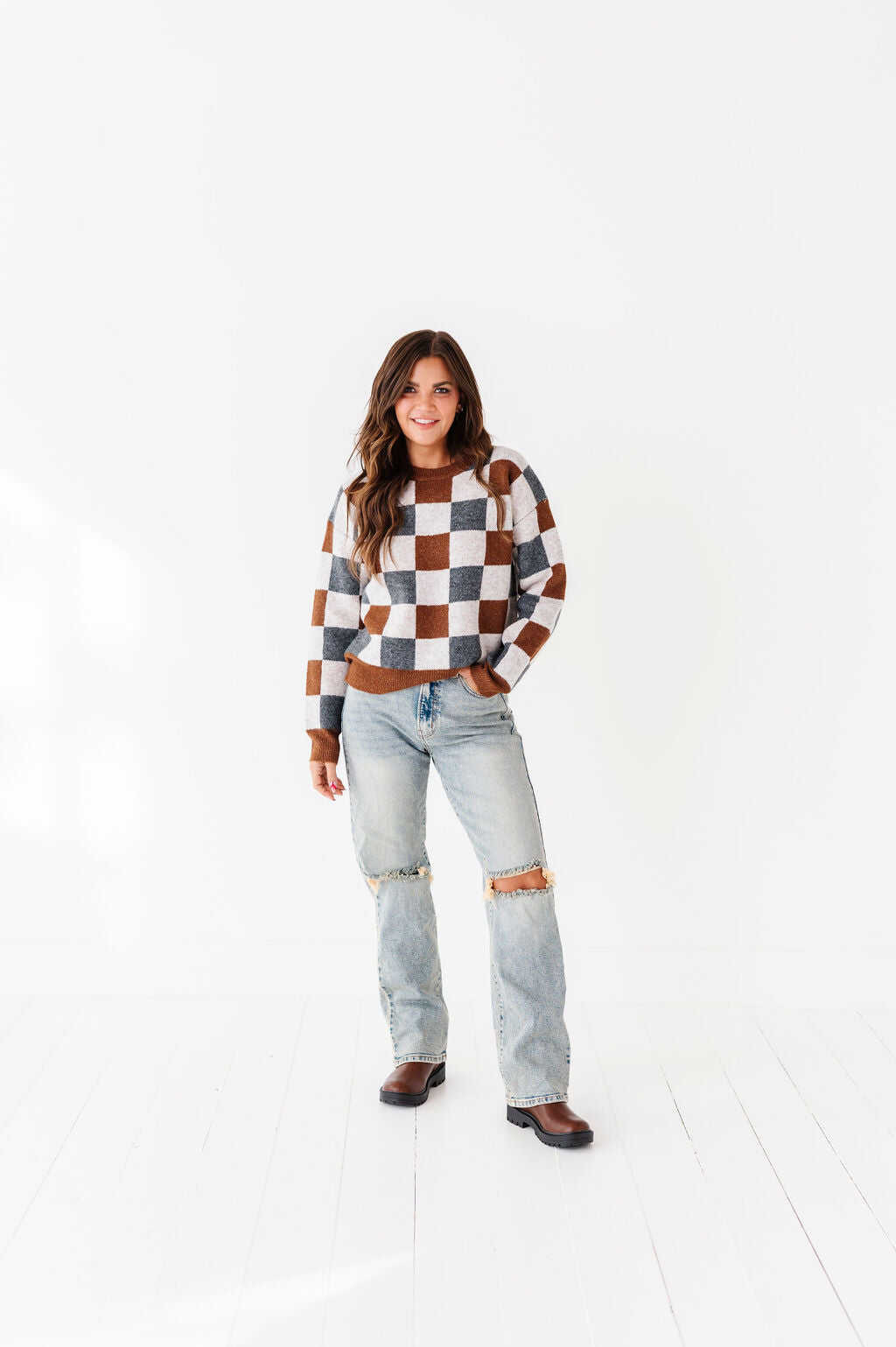 Wells Checkered Sweater - Size Small Left