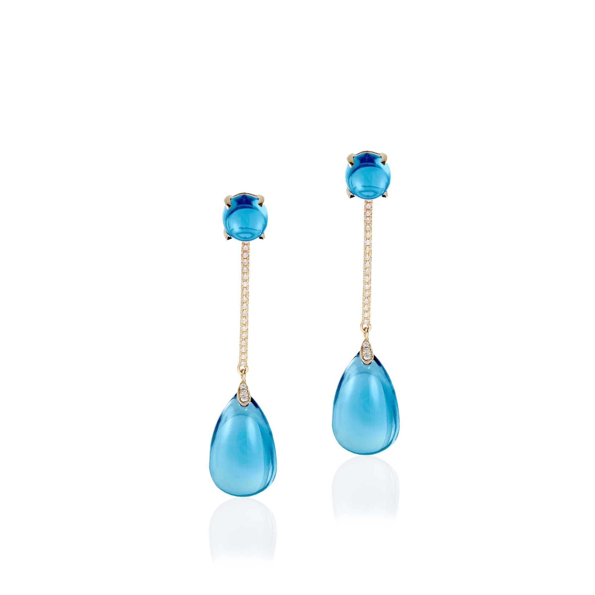 Goshwara Cabochon Blue Topaz & Diamond 18K Gold Drop Earrings