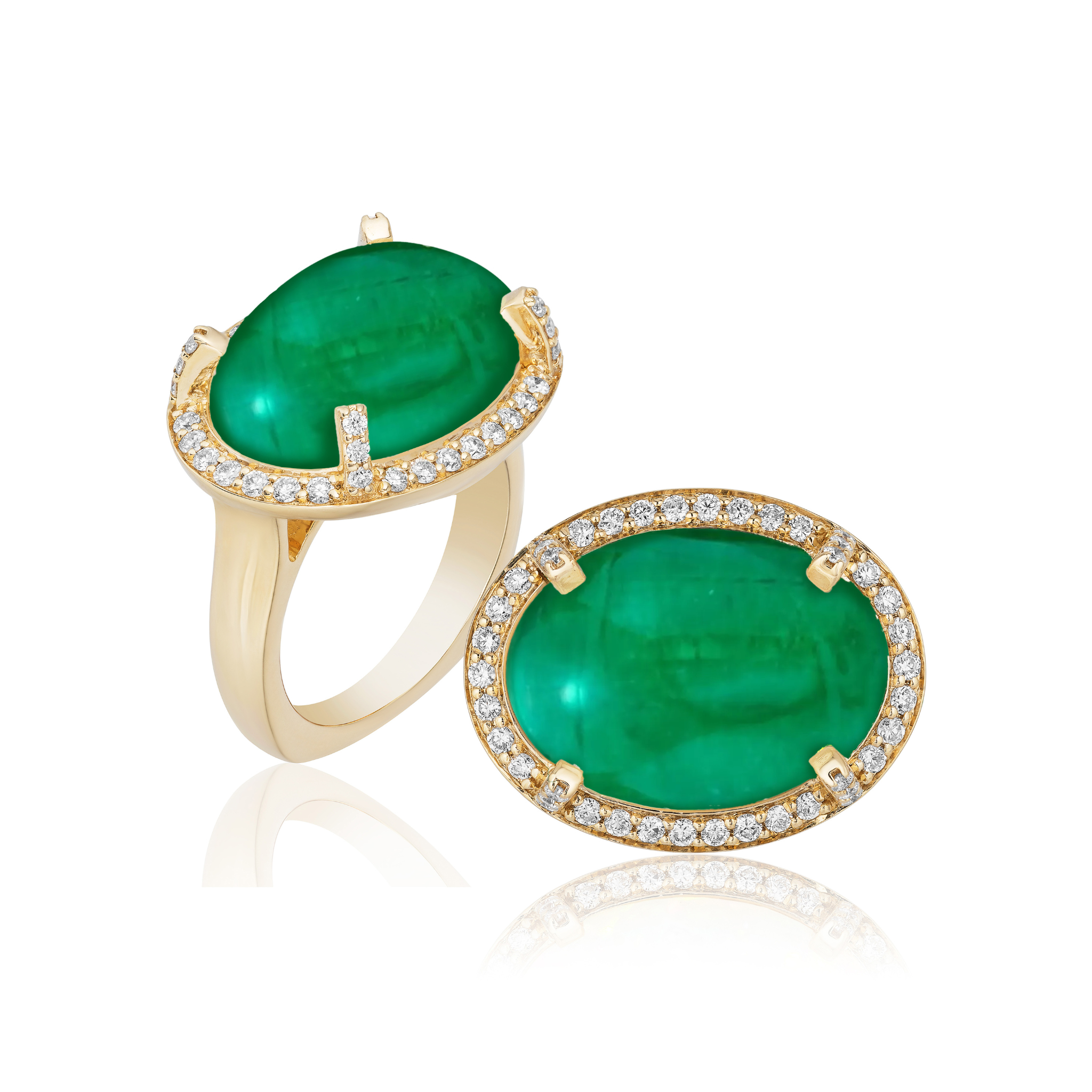 Goshwara Cushion Cabochon Emerald 18K Gold Ring
