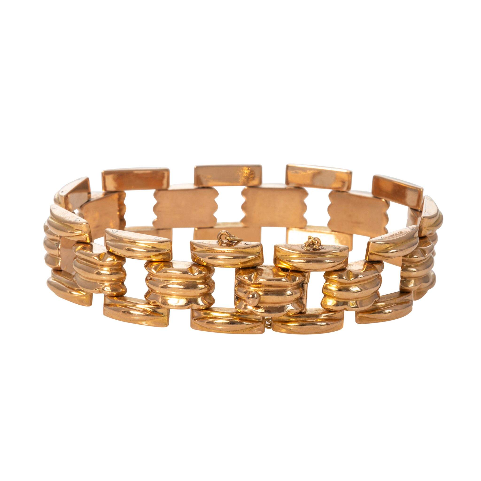 Vintage 18K Gold Tank Tread Link Bracelet