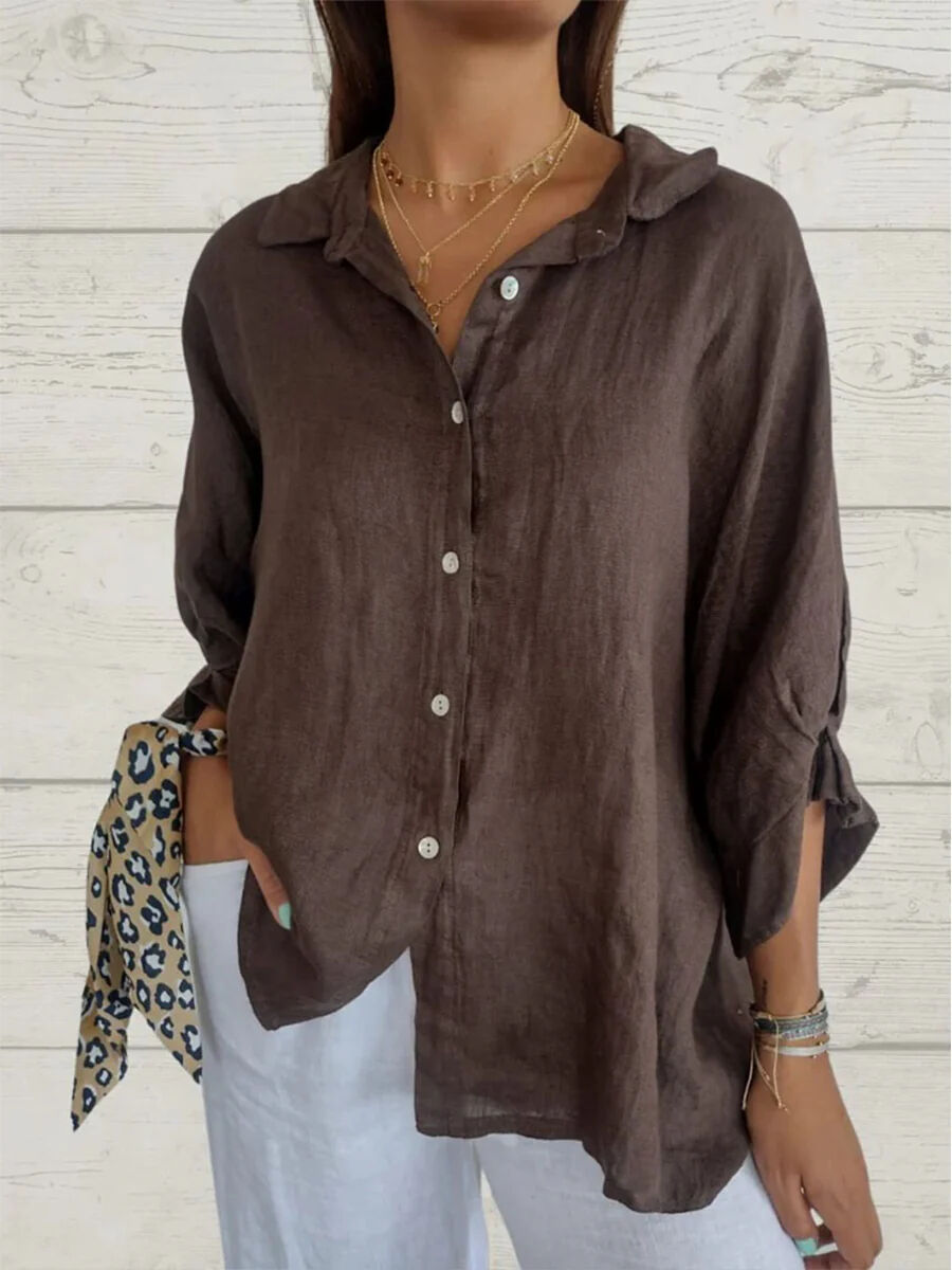 Cotton and Linen Tie Back Design Shirt