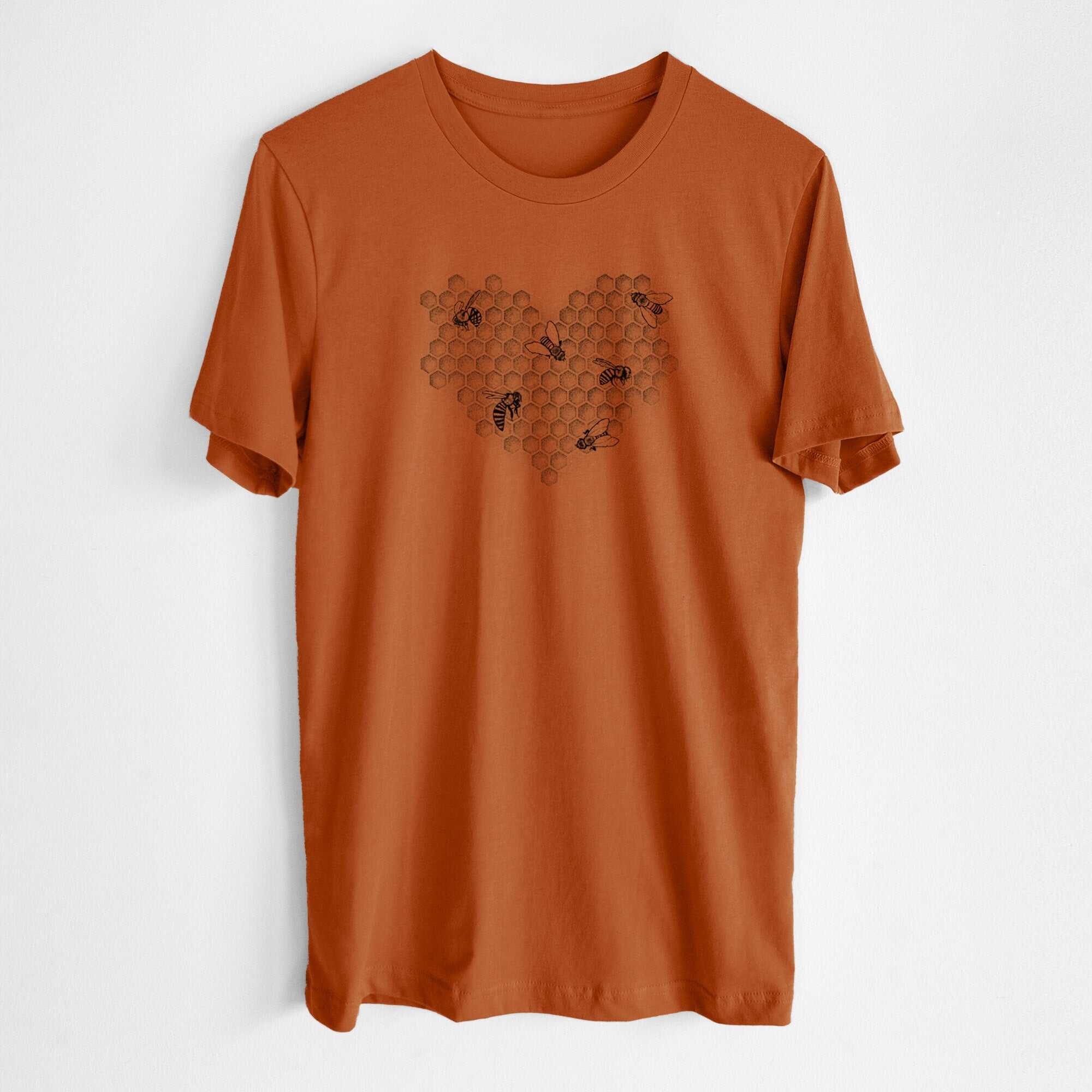Honeycomb Heart with Bees - Lightweight 100% Cotton Unisex Crewneck