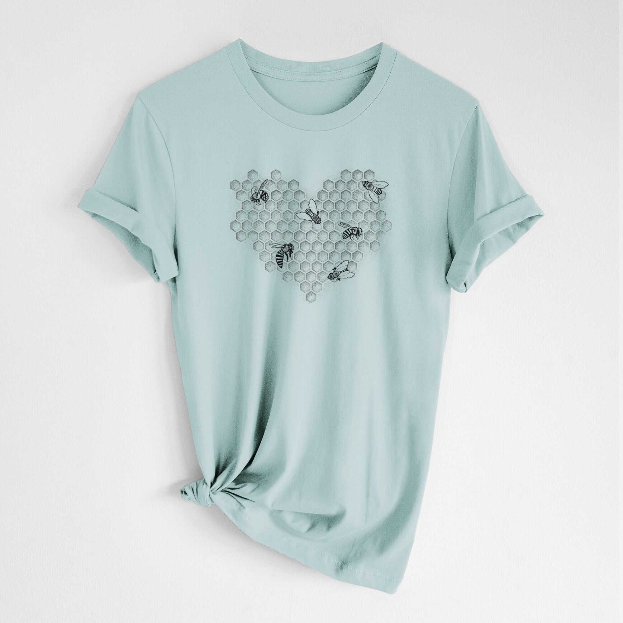 Honeycomb Heart with Bees - Lightweight 100% Cotton Unisex Crewneck