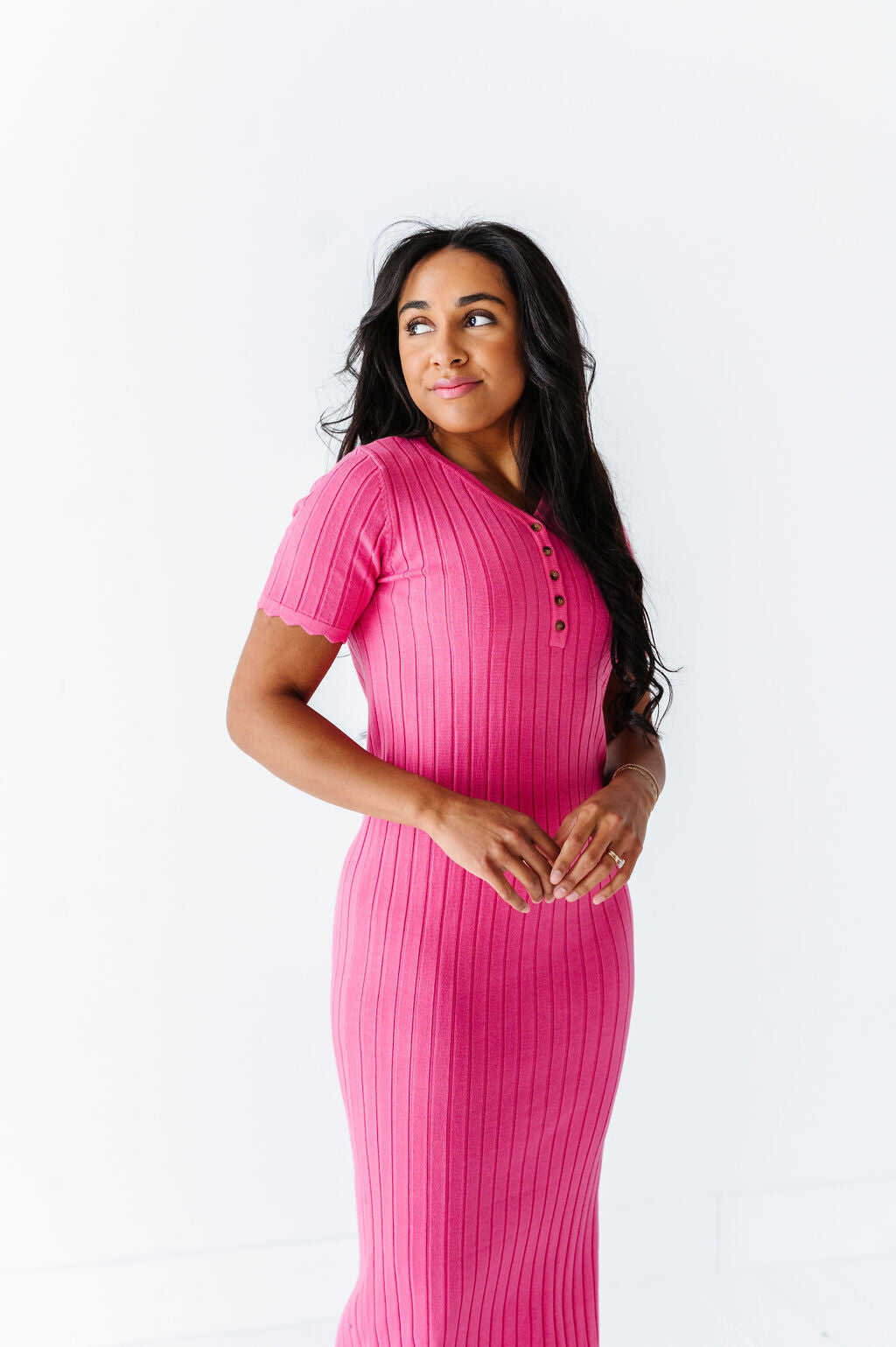Harper Short Sleeve Dress in Hot Pink - Size XL, 1X, & 2X Left