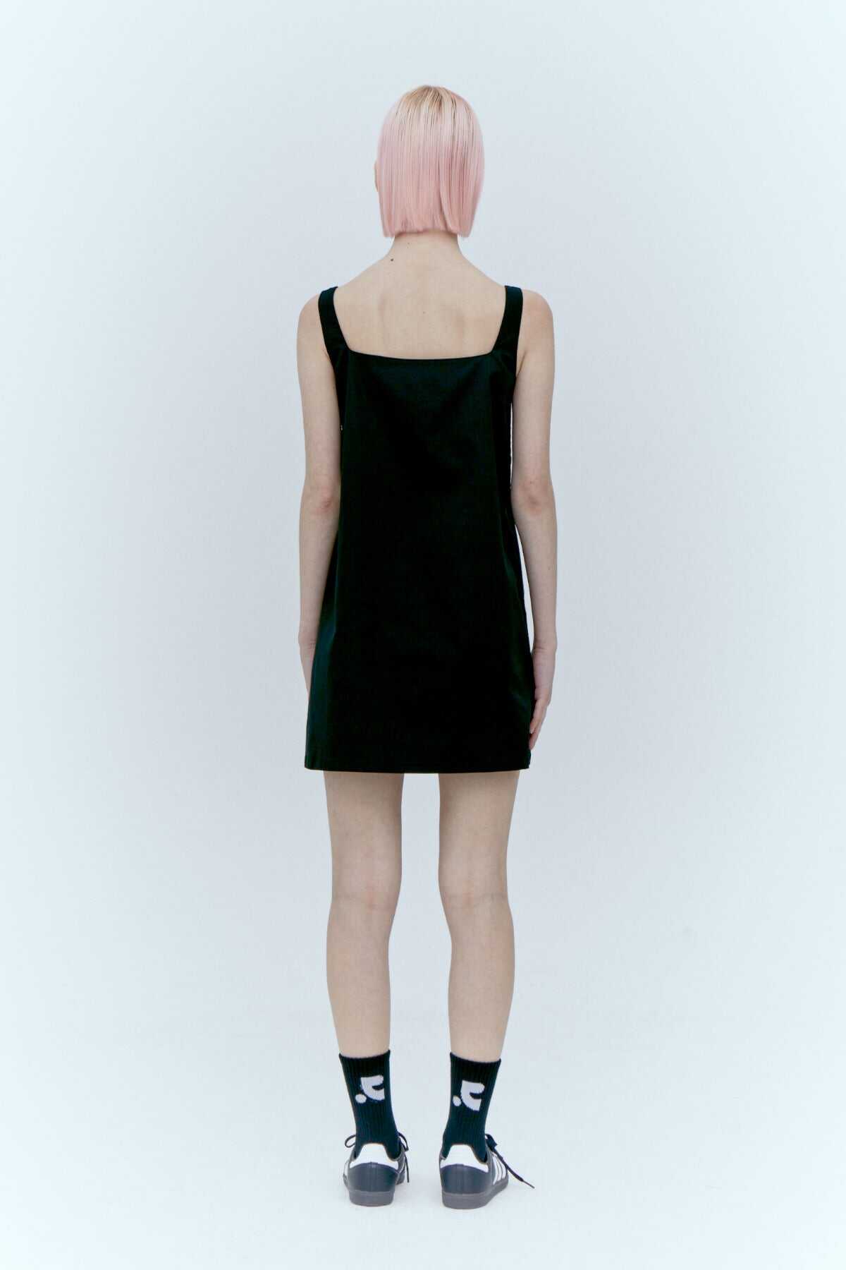 SQUARE NECK MINI DRESS - BLACK