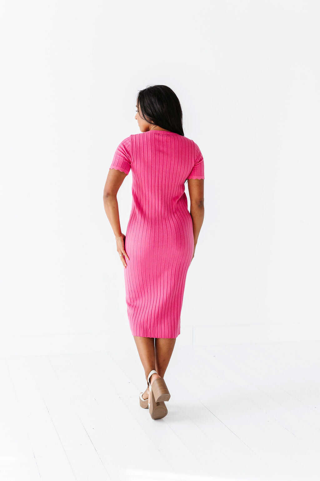 Harper Short Sleeve Dress in Hot Pink - Size XL, 1X, & 2X Left