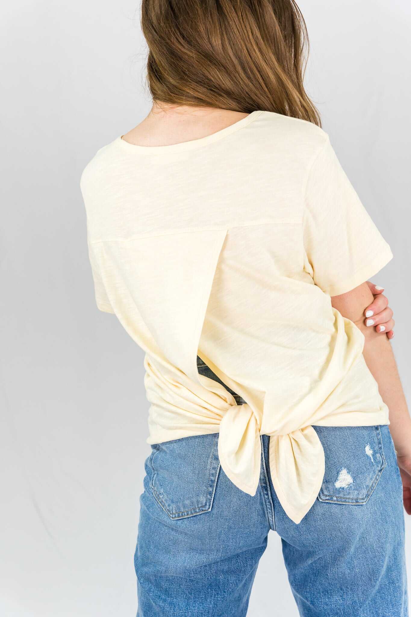 Open Back Short Sleeve Knit Top - SALE