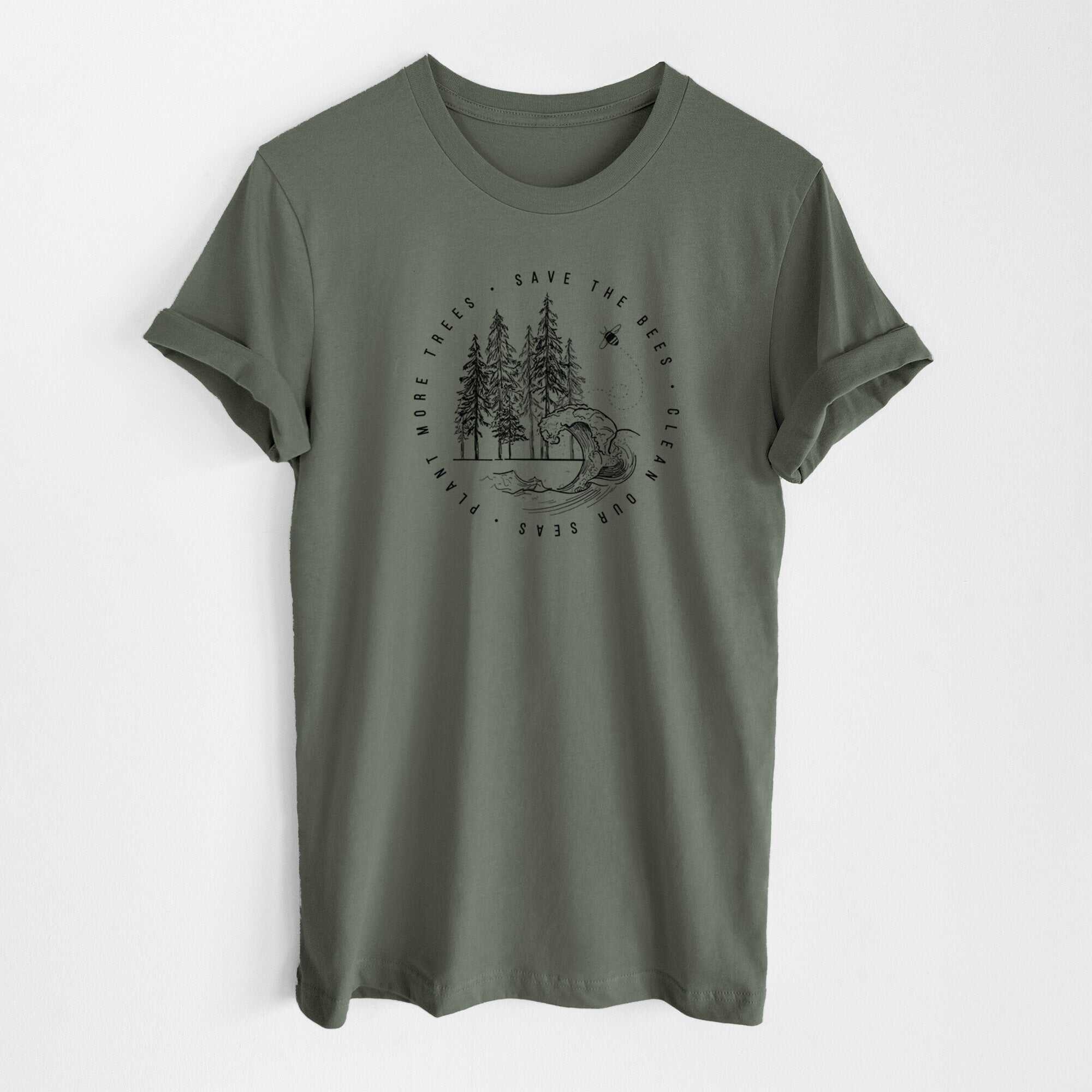 Save the Bees, Clean our Seas, Plant more Trees - Lightweight 100% Cotton Unisex Crewneck