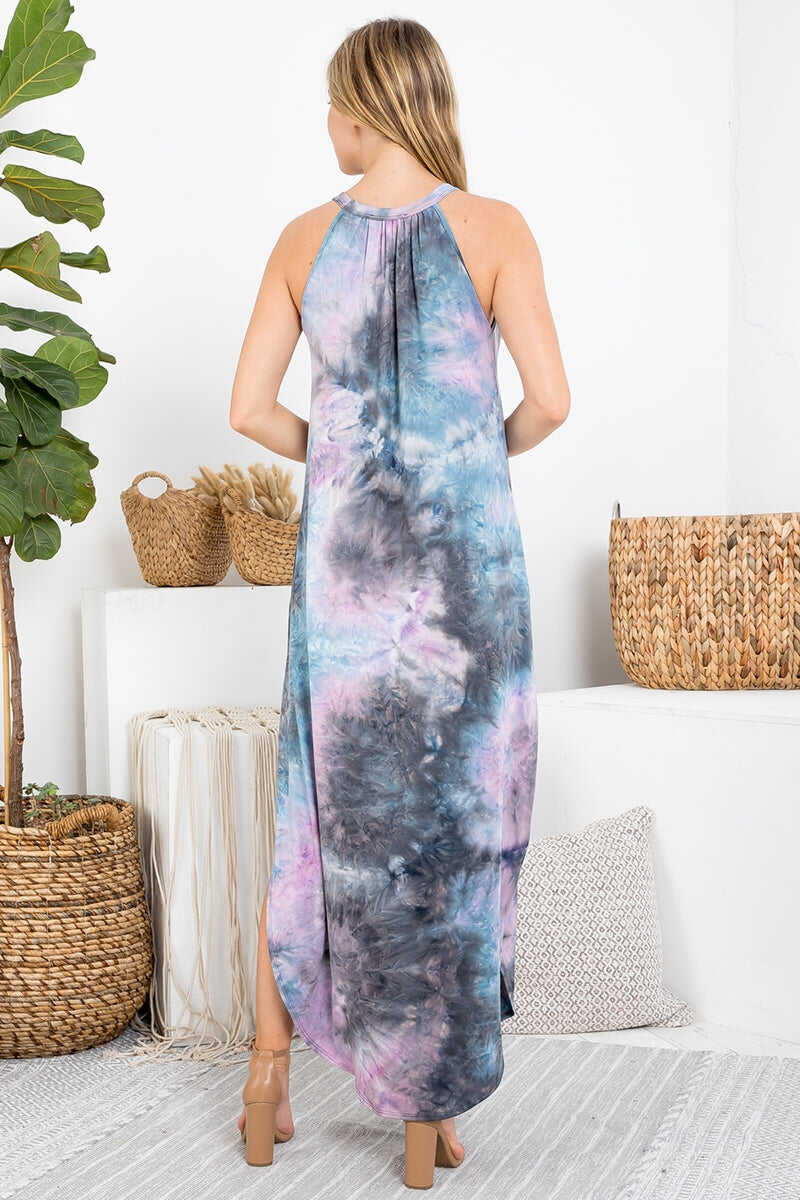 Sleeveless Tie Dye Maxi with Side Slits