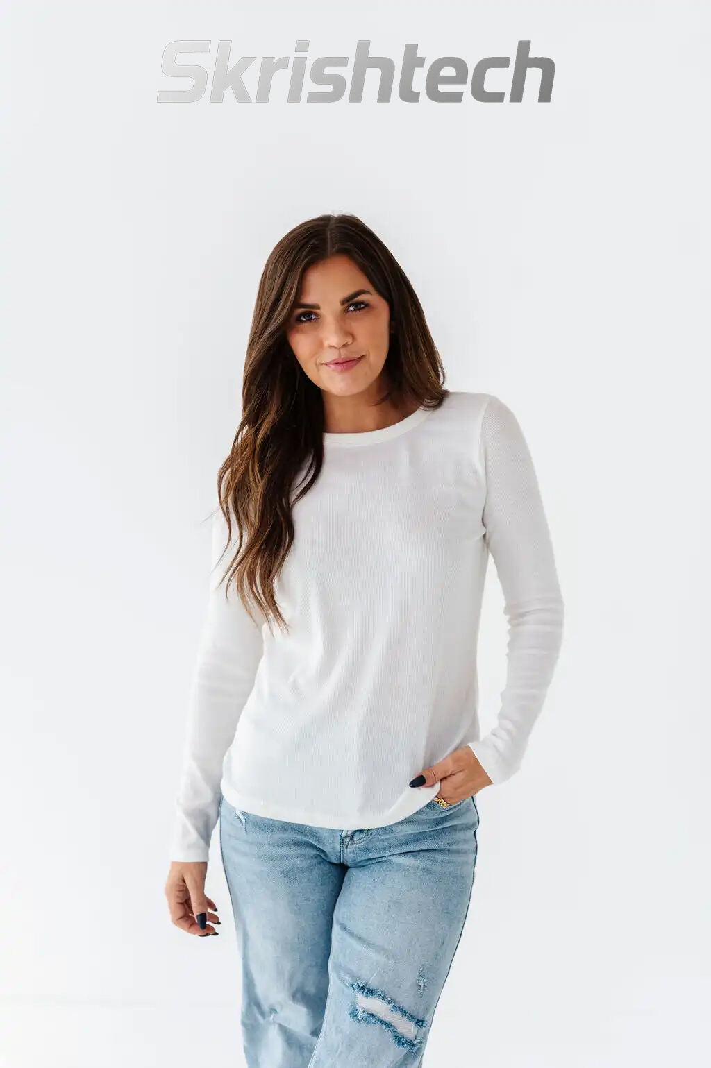 Kori Basic Ribbed Top in Ivory - Size Large & XL Left