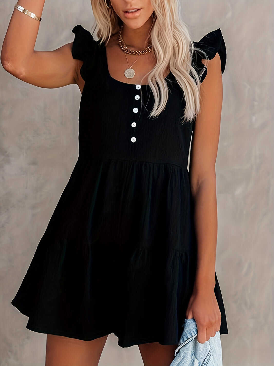 Ruffled Scoop Neck Romper