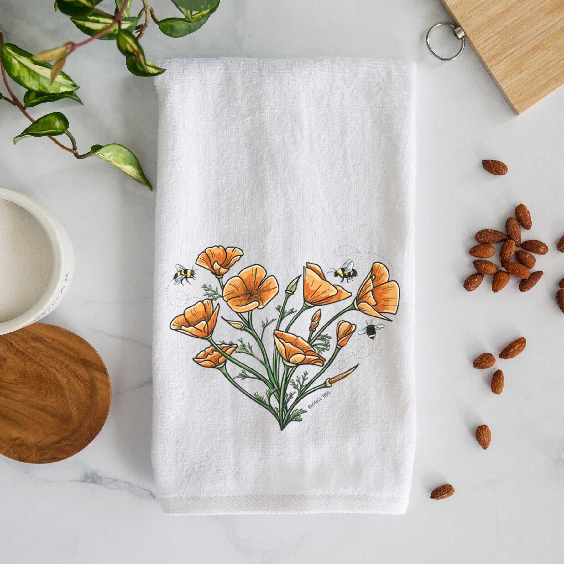 Color California Poppy Heart Premium Hand Towel