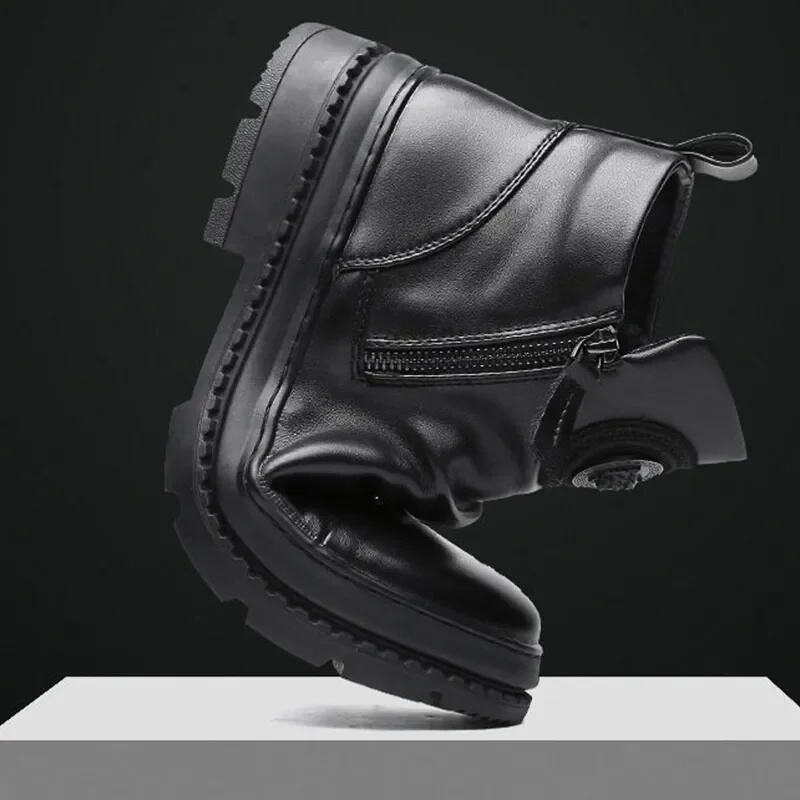 Men's Comfortable Leather Motorcycle Boots Waterproof Anti-Slip Anti-Sprain