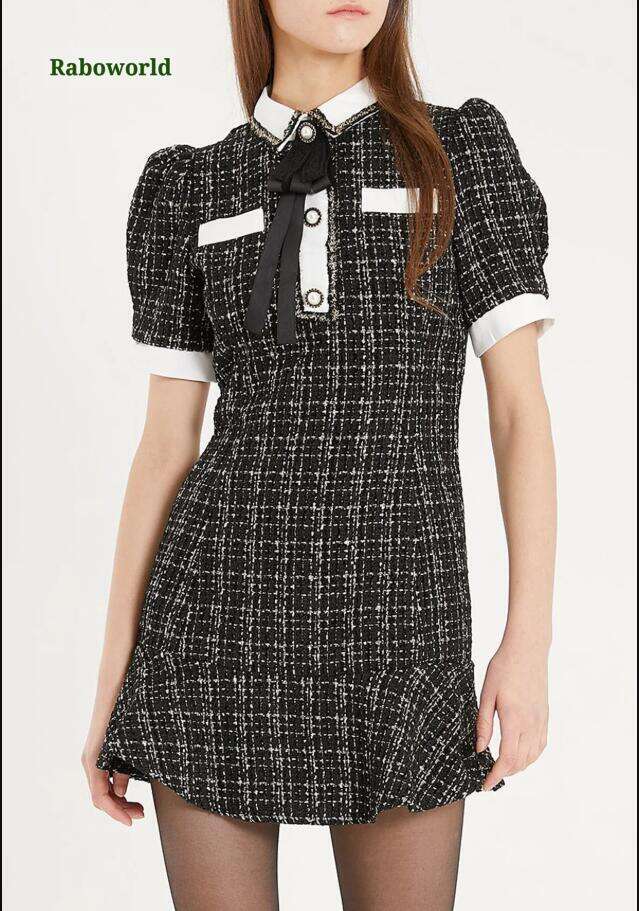 Lourdes Tweed Trumpet Mini Dress