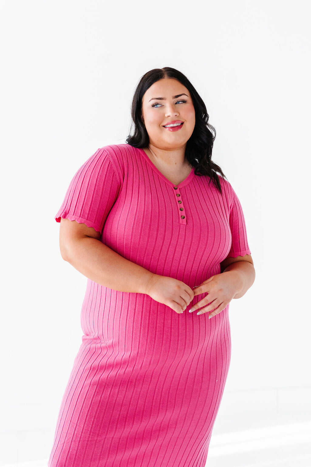 Harper Short Sleeve Dress in Hot Pink - Size XL, 1X, & 2X Left
