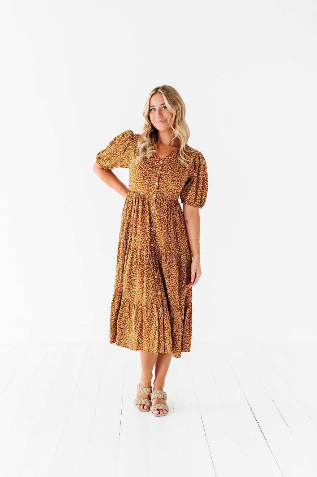 Fiona Floral Dress in Autumn Daisy - Size 3X & 4X Left