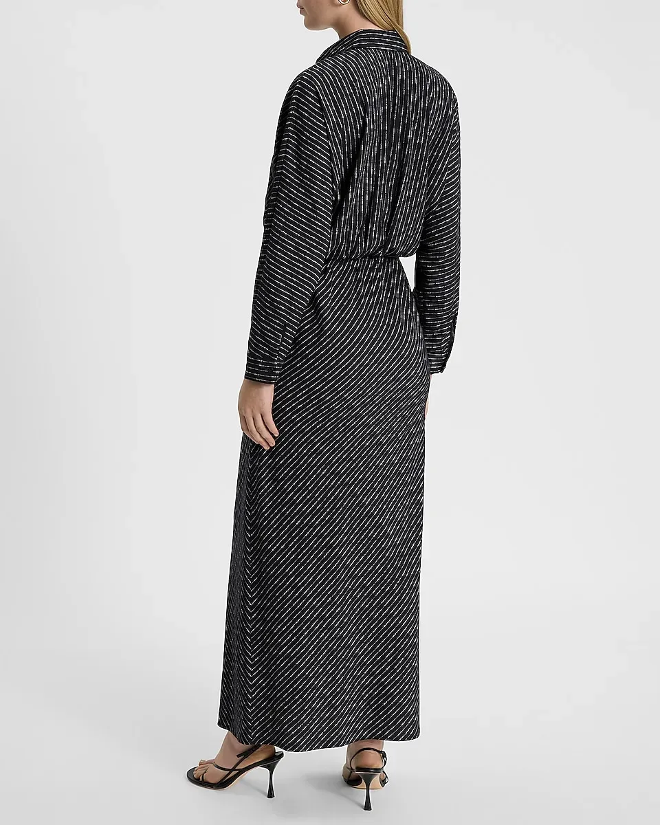 Printed Half Button Up Portofino Maxi Shirt Dress
