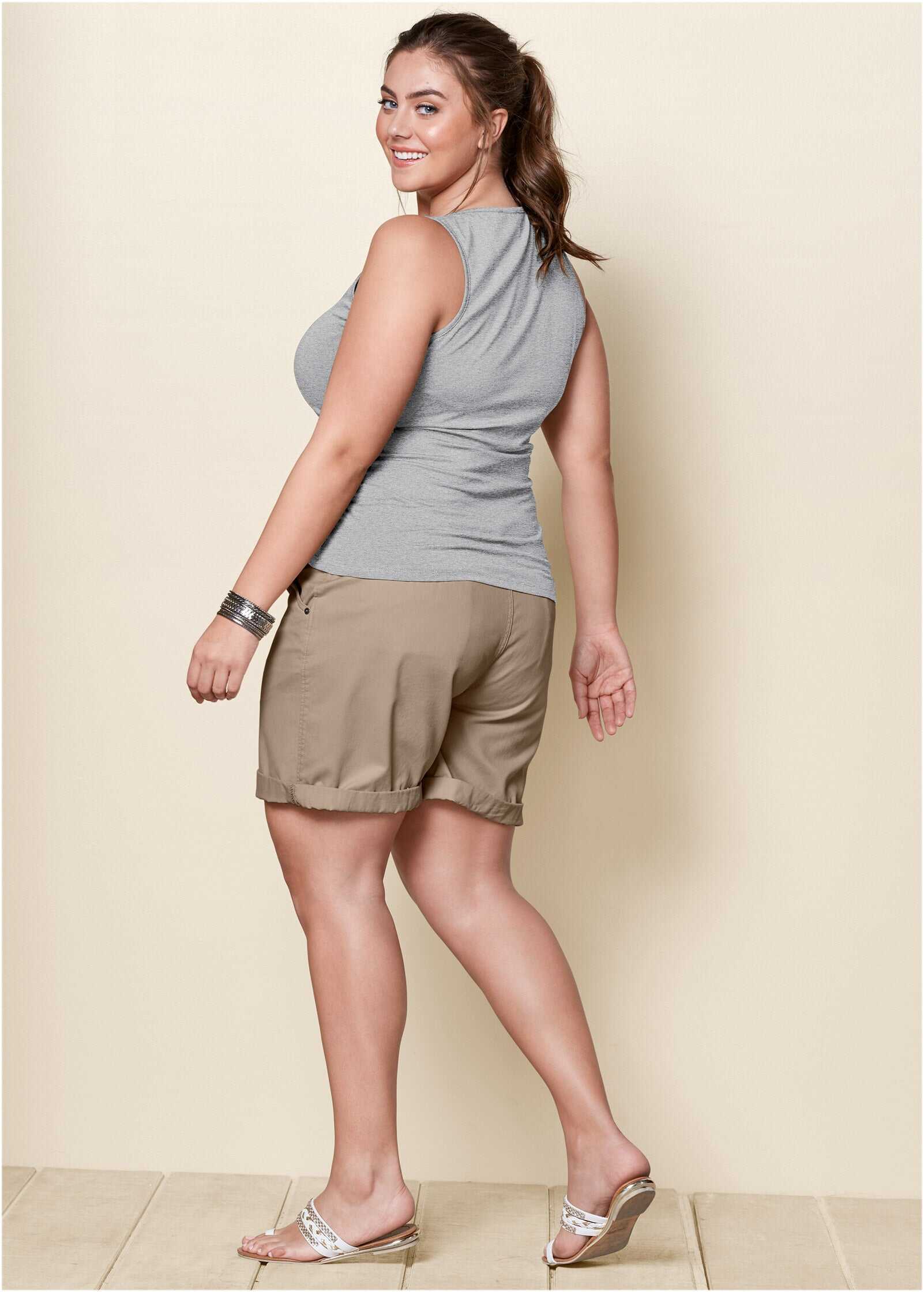 Square Neck Tank Top - Light Heather Grey