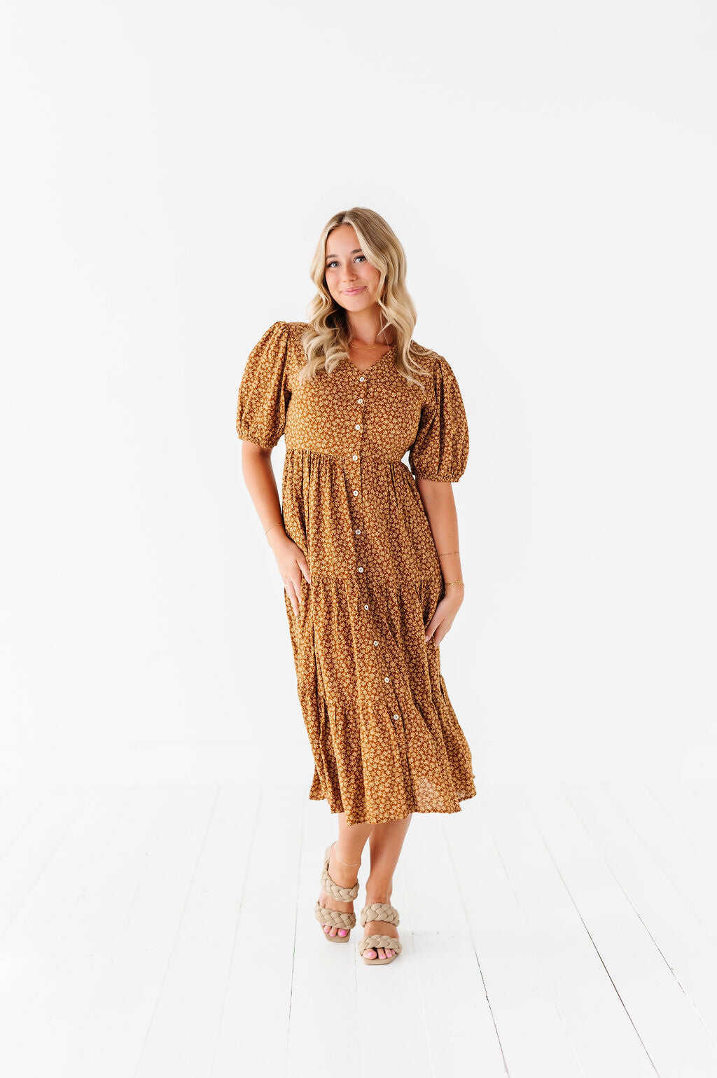 Fiona Floral Dress in Autumn Daisy - Size 3X & 4X Left