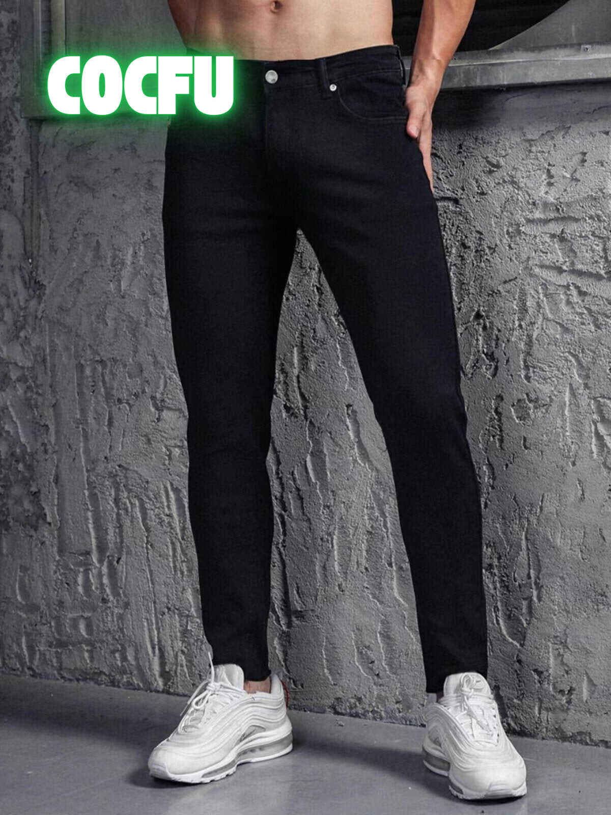 Zip Fly Straight Slim-Fit Washed Jeans