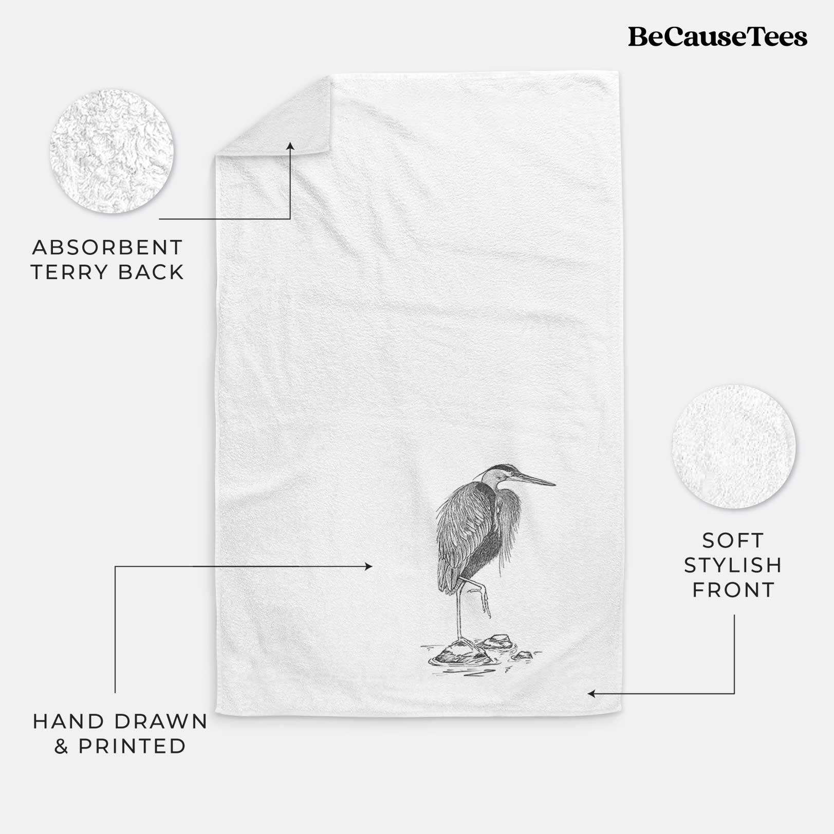 Great Blue Heron Premium Decorative Hand Towel