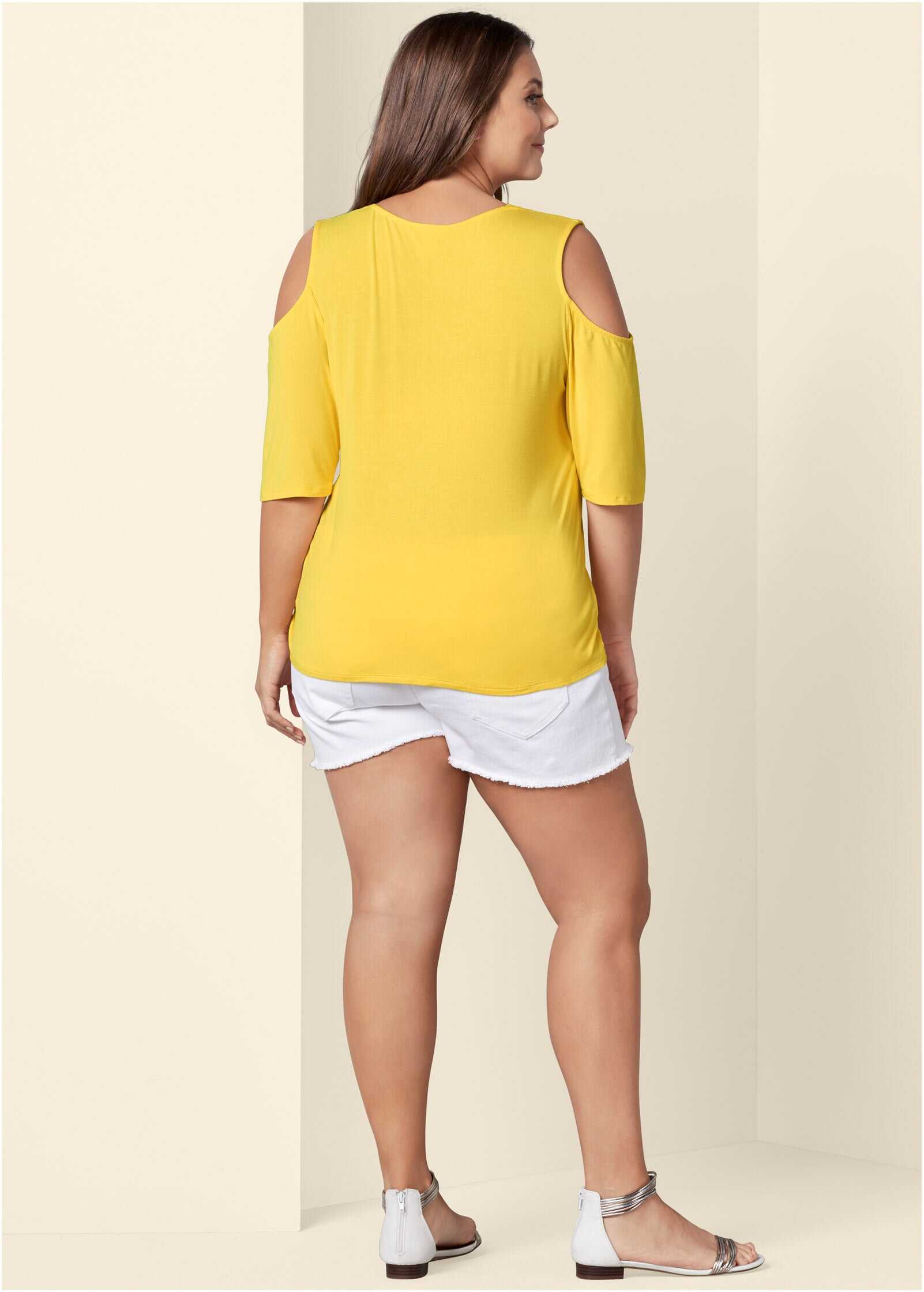 Strappy Cold-Shoulder Top - Yellow