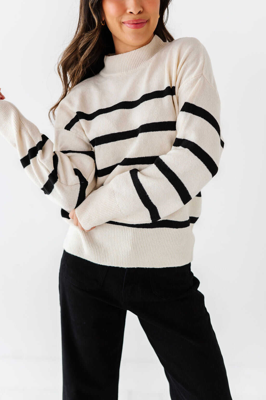 Ashton Striped Sweater in Cream