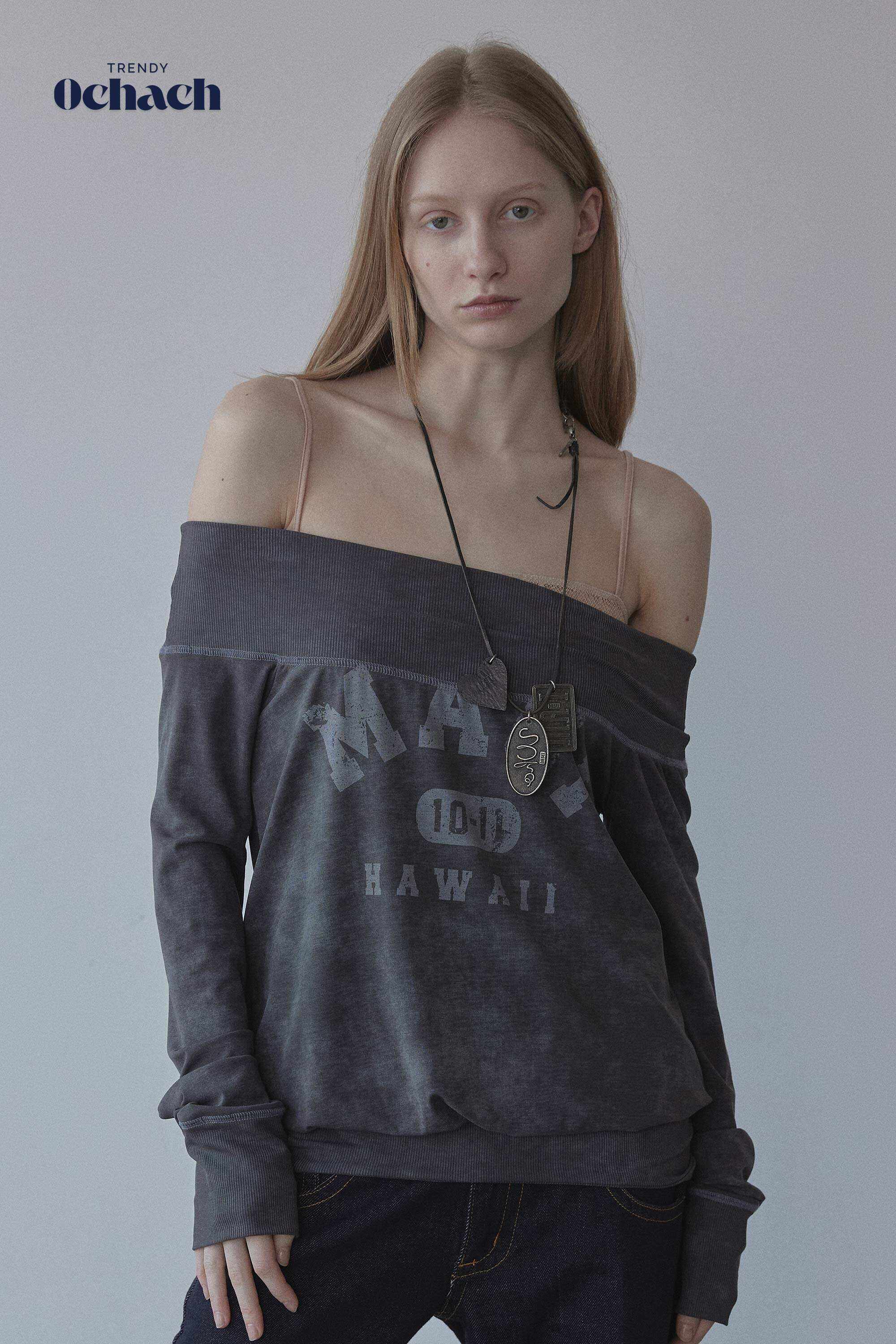 SCULPTOR Maui Off-Shoulder Dress Washed Charcoal