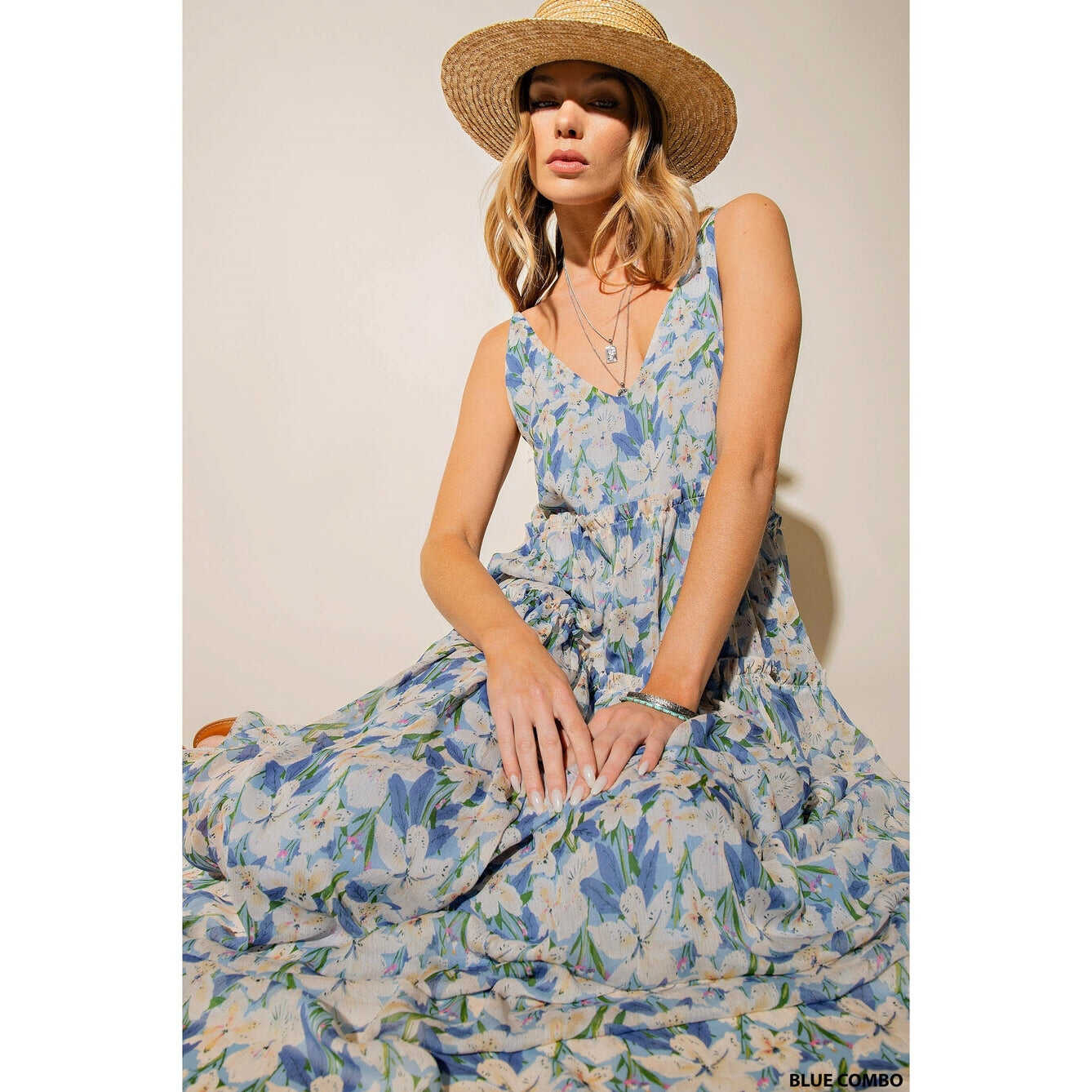 Sleeveless Lined Floral Chiffon Maxi Dress