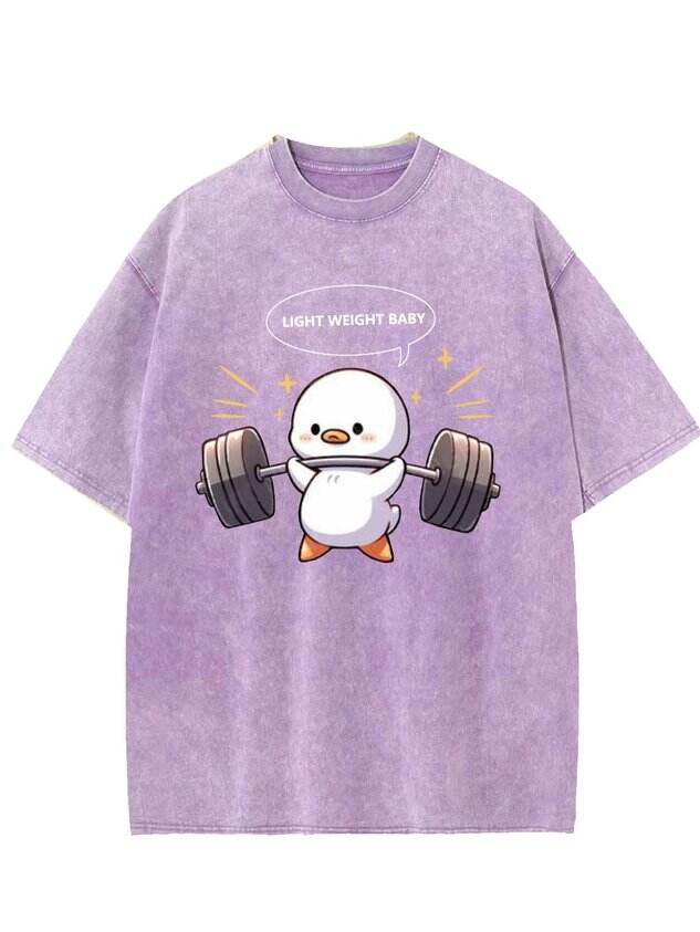 Funny Chicken Fitness Printed Washed T-shirt