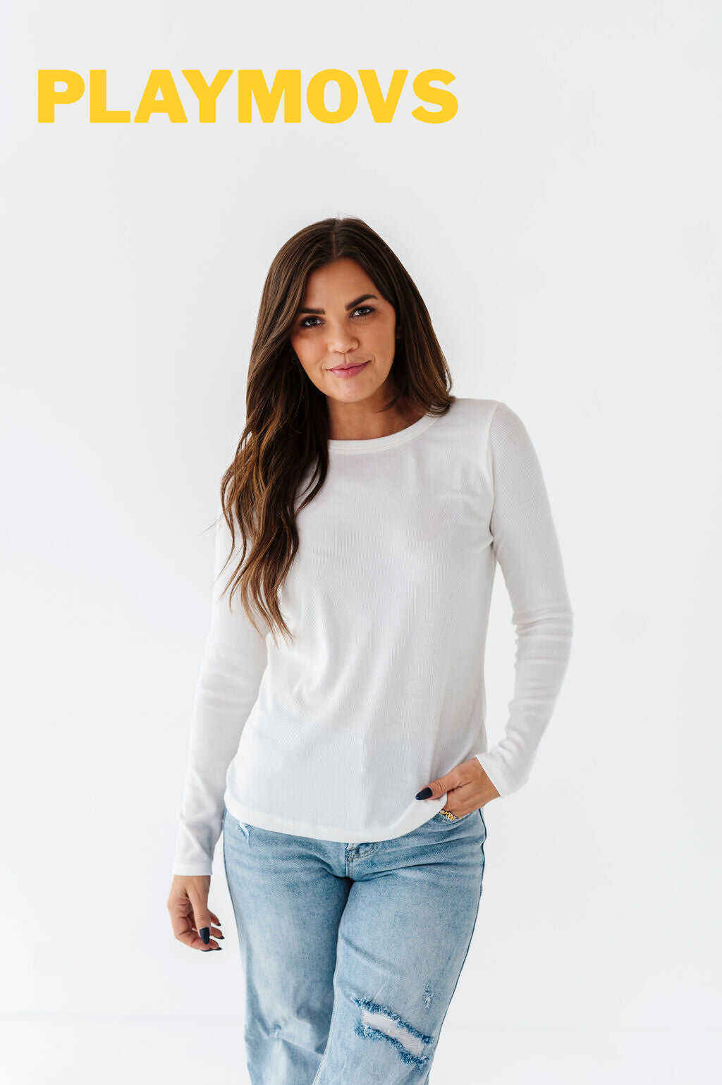 Kori Basic Ribbed Top in Ivory - Size Large & XL Left