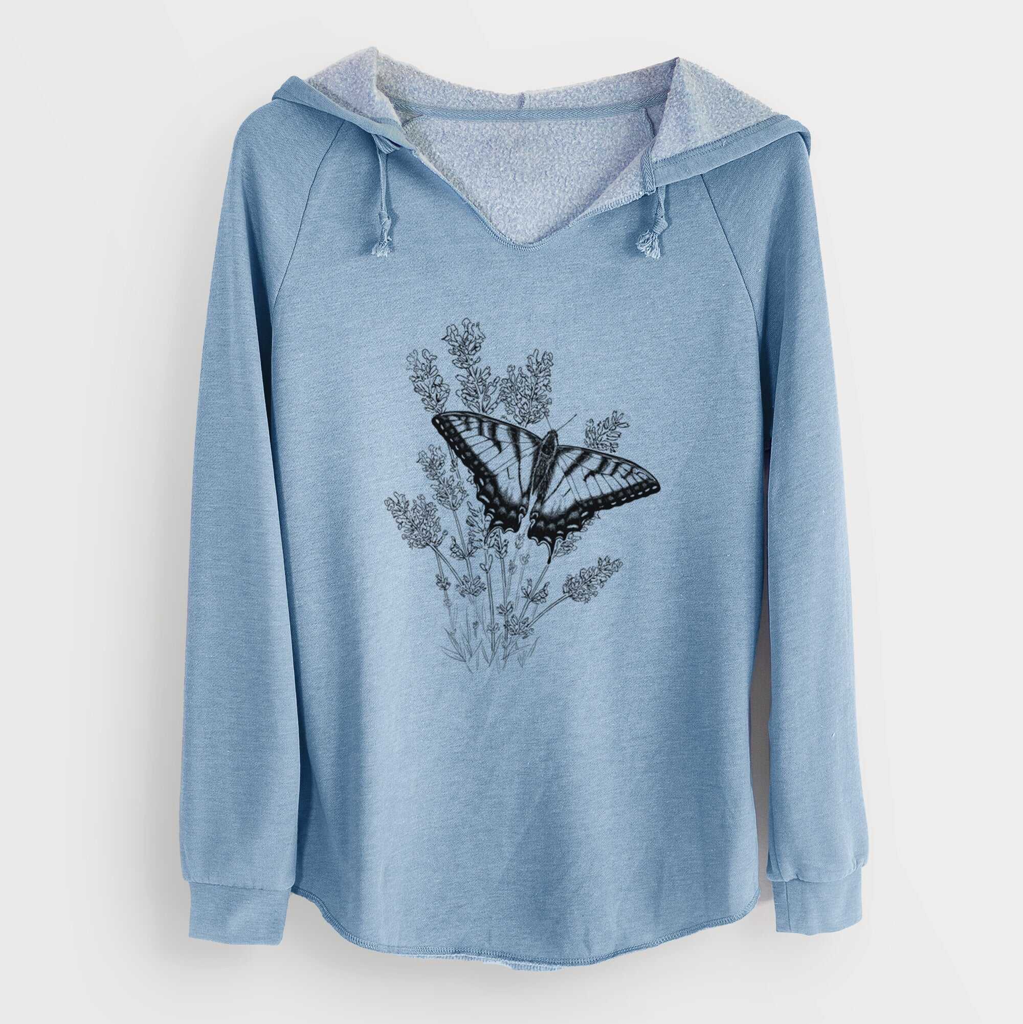 Eastern Tiger Swallowtail with Lavender - Cali Wave Hooded Sweatshirt